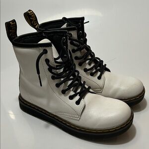 Dr. Martens Kids Black and White Lace-Up Boots